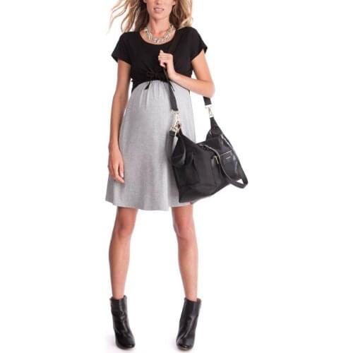 Ladies Elegant Nursing Dress Maternity Summer Women Breastfeeding Pregnant Stripe Breastfeeding Summer Maternity Dress