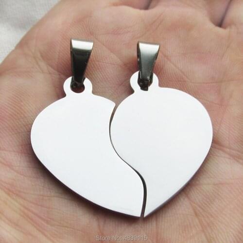 100pairs/lot Stainless Steel Couple Heart Pet Identity Tags Fashion Dog Tags Suitable for Laser Engraving