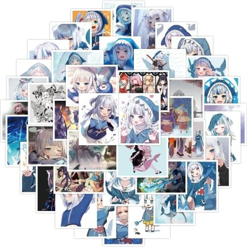 10/30/50PCS Kawaii Anime Girl Gawr Gura Stickers Aesthetic Decals DIY Luggage Guitar Laptop Car Phone Graffiti Sticker Kids Toys