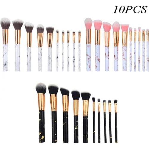 10pcs Marble Makeup Brushes Tool Make Up Brush Set Kit Professional Powder Natural Lip Eyeshadow Beauty Tool
