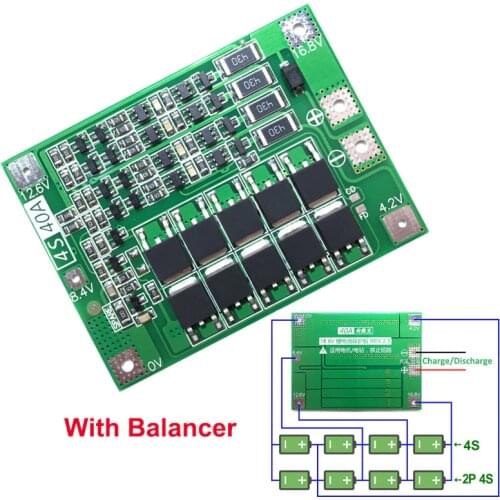 2PCS 4S 40A Li-ion Lithium Battery 18650 Charger PCB BMS Protection Balanced Board For Drill Motor 14.8V 16.8V Lipo Cell Module