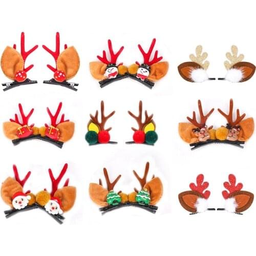 68UE 2Pcs Christmas Hair Clip Children Hairpin Merry Christmas Hairclips for Kids Girls Xmas Party Decor