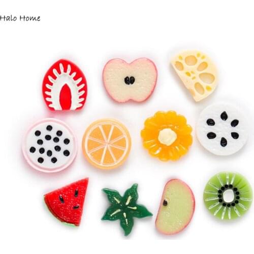 20pcs Fruit Mixed Resin Flatback Cabochon Appliques Scrapbooking Embellishments Phone Wedding Crafts Headwear Cloth Making Decor