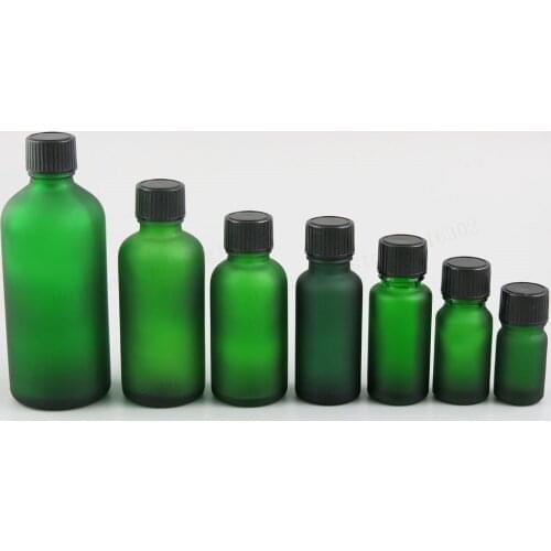 200 x Refillable Frost Green Glass Bottles with Phenolic Cone Cap 100ml 50m 30ml 20ml 15ml 10ml 5ml 1/3oz 1oz Glass Containers