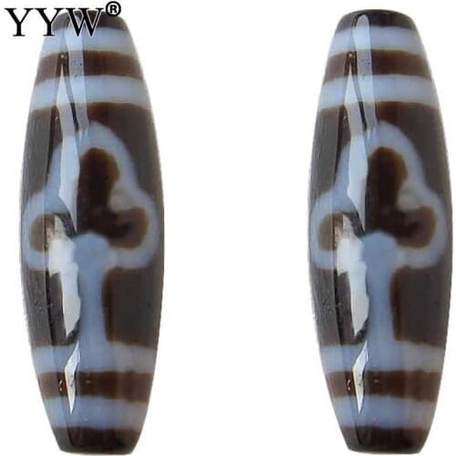 2017 fashion jewelry Natural Tibetan Dzi Beads for making diy Jewelry Oval, leaf & two tone, 13x38mm Hole:Approx 2mm Sold By PC