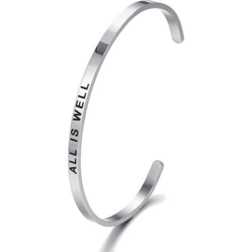 2021 Fashion Silver Jewelry Mantra Cuff Bracelet Bangle Friend Encouragement Personalized Inspirational Funny Gift for Her Love