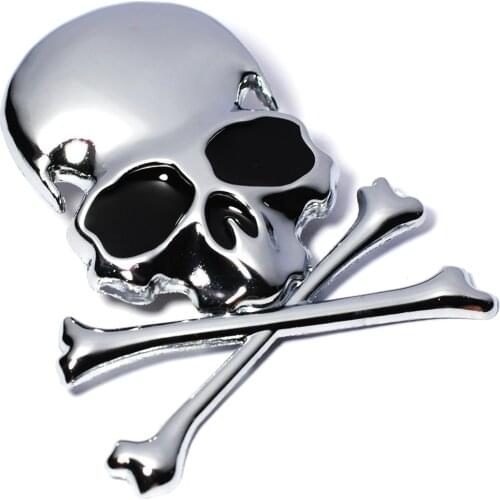 3D Metal Skull Skeleton Crossbones Fashion Car Motorcycle Stickers Truck Label Emblem Badge Car Styling Decoration Accessories