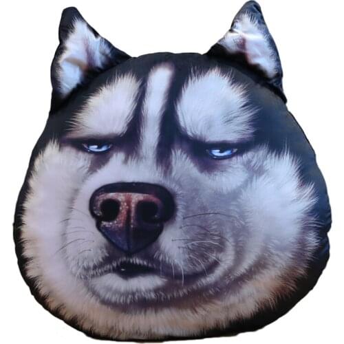 3D Simulation Erha Pillow Plush Cushion Funny Dog Head Pillow Seat Back Car Sofa Cushion Decorative Pillows for Bed