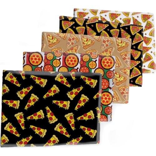 50*145CM Fabric Cute Pizza Pattern Printed Polyester Cotton Twill Fabric Patchwor Printed