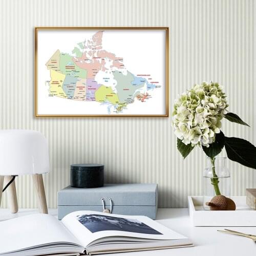 59*42cm The Canada Map In French Wall Art Poster Canvas Painting Travel School Supplies Living Room Home Decoration