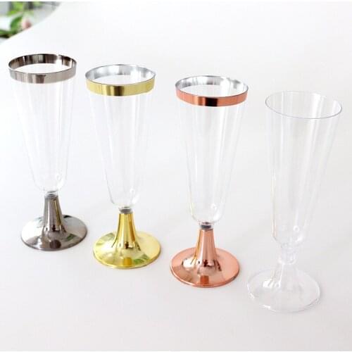 6pcs/lot Anniversary party Rose gold disposable plastic cup decoration for Birthday wedding party decorations supplies