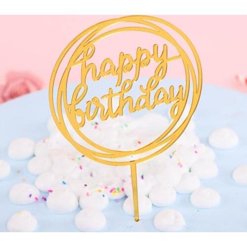 60% Hot Sale Happy Birthday Acrylic Cake Topper Party Supplies Dessert Cupcake Ornament Decor Birthday Party Cake Decor Supplies