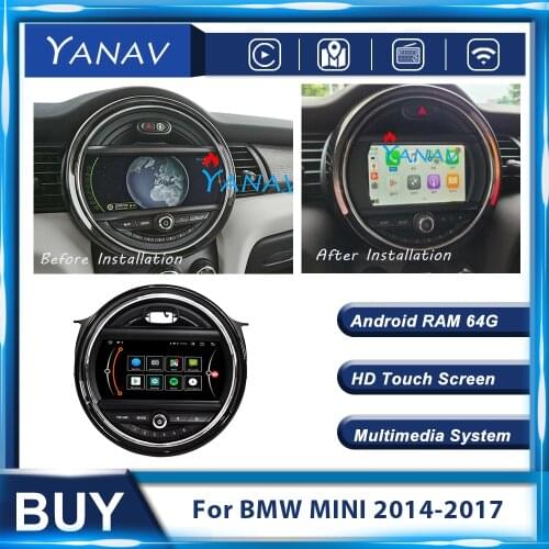 2 Din Android Car Radio Head Unit GPS Navigation For BMW MINI 2014-2017 Auto Stereo Receiver Multimedia MP3 Player With Carplay