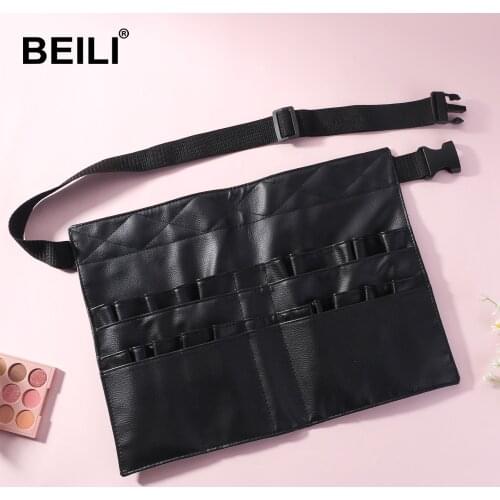 BEILI Black PU Makeup Brushes Bag Large Capacity Cosmetic Tools for Professional Makeup Artist