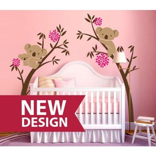 OverSize Koala Bear Vinyl Wall Decal Tree Sticker For Baby Nursery Room Decoration, Tree Branch Wall Sticker - Art Decor D647