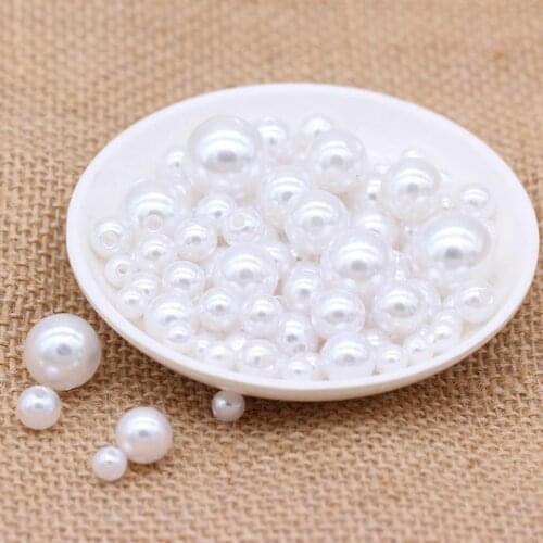 3/4/5/6/8/10/12/14/16/18/20/23/25/30mm With holes Round Shape ABS Imitation Pearls Beads DIY earring Jewelry Accessories Making