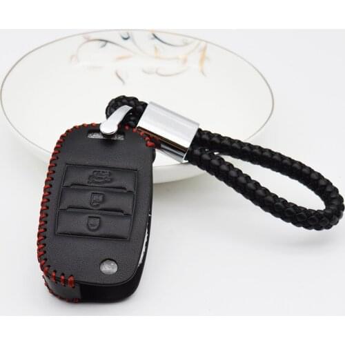 For Kia Ceed Rio 3 4 2017 Cerato K3 Picanto Sportage 3 2015 Sorento Car Flip Key Fob Cover Case Real Leather Key Ring Remote Bag
