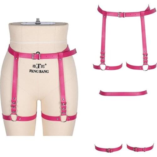 Harajuku Punk Black Leather Womens Underwear Gothic Style Harness Body Waist Strap Dress Bondage Sword Belt Sexy Lingerie