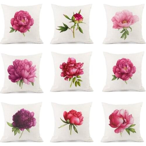Rose Flower Decorative Pillowcase Beautiful Rose Printing Cotton Linen Throw Pillow Case Pillow Cover kussensloop ZT278