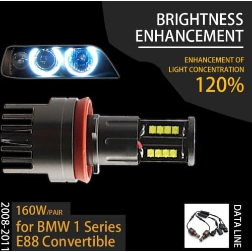 For Angel Eyes 120W h8 Super White 6000k Halo Ring LED Light for BMW 2008-2011 1 Series E88 Convertible Super Bright