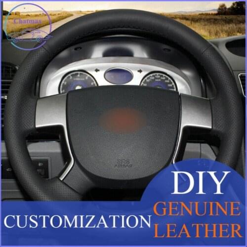 For Geely EMGRAND EC7 EC715 EC718 Custom Made DIY Black Leather Car Steering Wheel Cover Anti-slip fit all season