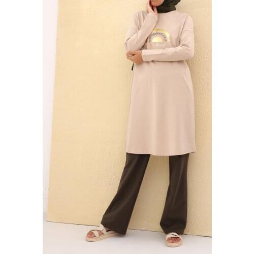 Be Kind Printed Cotton Long Sleeve T-shirt Tunic