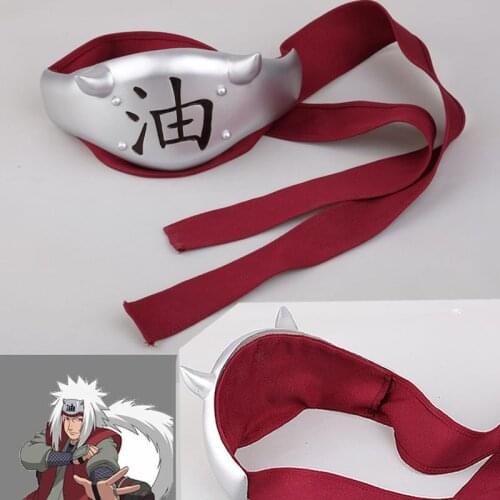 Good Quality Naruto Costumes Headband Leaf Village Jiraiya Fitting Gear Headpiece Cosplay Accessory Headwear Christmas Party