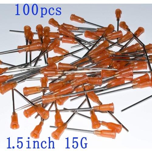 100pcs 15Gauge 1.5inch/38mm Blunt Tip Dispensing Needles With Luer Lock.Plastic Injection Needle.Syringe Needle 15Ga