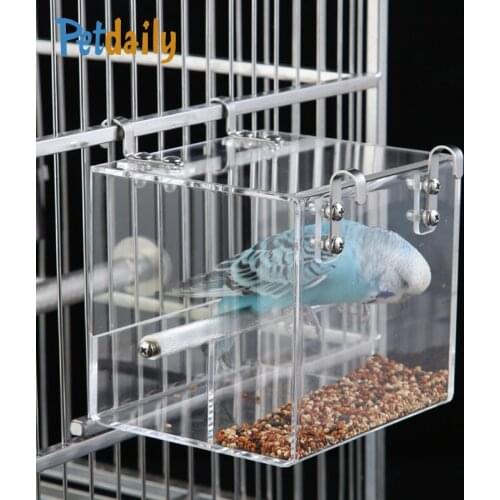 High Quality Acrylic Transparent Parrot Bird Feeder,Cockatiel Finch Budgerigar Small birds Seed Food Feeding Box/Container