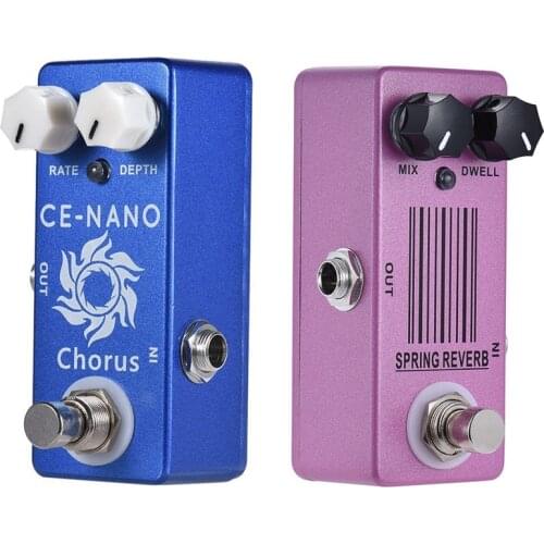 MOSKY 2 Pcs MP-51 Spring Reverb Mini Single Guitar Effect Pedal True Bypass Guitar Parts Accessories Purple & Blue