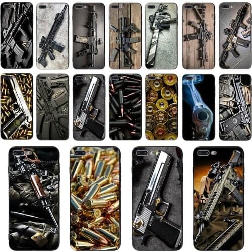 Soft TPU Cover Mobile Phone Case For Iphone X XR 8 7 Plus 11 Pro Max XS 6s 6 12 Weapons Rifles Pistols Bullets Cool Design Shell