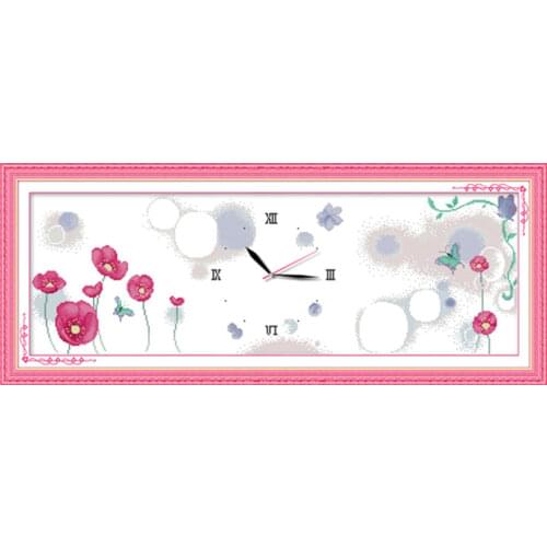 Butterflies in flowers cross stitch kit 14ct 11ct count print canvas wall clock stitching embroidery DIY handmade needlework