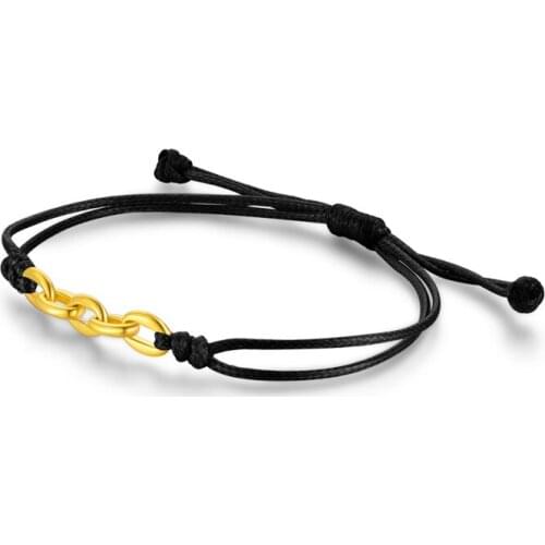 New Arrival 24K Yellow Gold O Link Bracelet Handmade Red String Bracelet Can adjustable Size