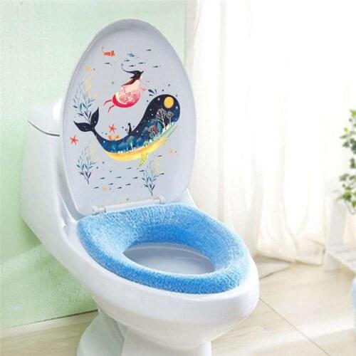 New underwater toilet fish wall stickers bathroom window home decor mural art animals wall decals pvc removable