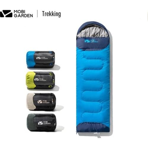 Mobi Garden Envelope hooded sleeping bag washable patchwork 2 people outdoor tent camping winter thickened portable sleeping bag