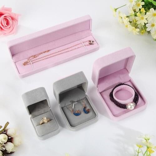 Faux Velvet Presentation Gift Jewellery Ring Necklace Bracelet Display Box Case display velvet proposal ring box bracelet box