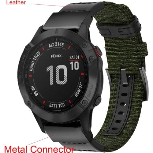 26MM Quick Fit Straps For Garmin Fenix 6x/6x Pro/5X Plus/ 3 HR/D2 Bravo/Mk1 Smart Watch Band Nylon+Leather For Quaitx 3 Correa