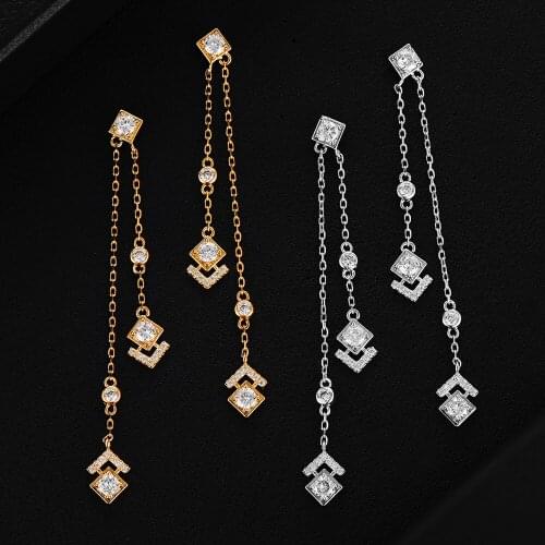 Luxury Trendy Shiny Charm Long Dangle Earrings For Women Wedding Daily Party Jewelry Super Romantic Sweet Gift High Quality