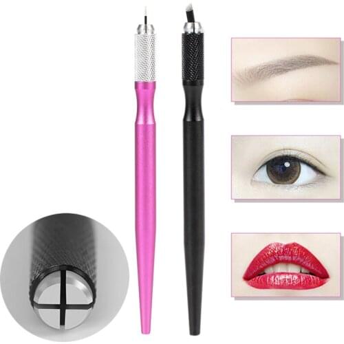 3pcs Aluminum Alloy Tattoo Pen Microblading Professional Permanent Makeup Eyebrow Tattooing Manual Guns Tools Flat Round Needles