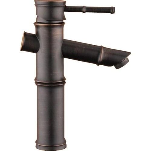 Oil Rubbed Bronze Bamboo Style Single Handle Bathroom Vessel Sink Basin Faucet Mixer Taps anf050
