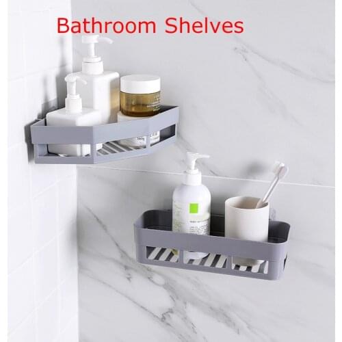 Bathroom Shelf Baske Triangular Adhesive Storage Rack Holder Kitchen Home Decor Corner Shower Shelf Rack Storage Rack Accessorie
