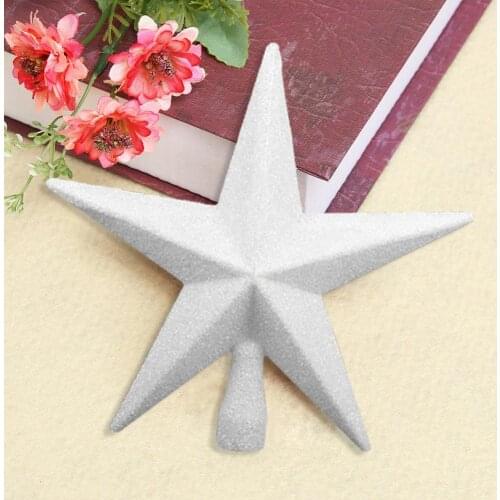 20cm White Star Xmas Tree Toppers Merry Christmas Home Ornament Plastic Resin New Year Festival Decorative Accessories