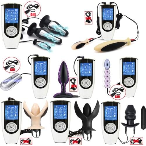 BDSM Electric Shock Pulse Anal Vaginal Plug Masturbator Dildo Vibrator Electro Stimulate Prostate Massage Big Butt Plug Sex Toys