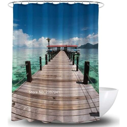 Blue Ocean Black Red Shower Curtain with Hook 3D Digital Print Waterproof and Mildew Resistant Animal Water-able Shower Curtain