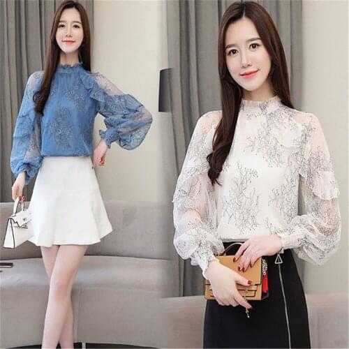 Western Style Lace Shirt Female 2021 New Spring And Summer Style Very Fairy Chiffon Top Long Sleeve Shirt