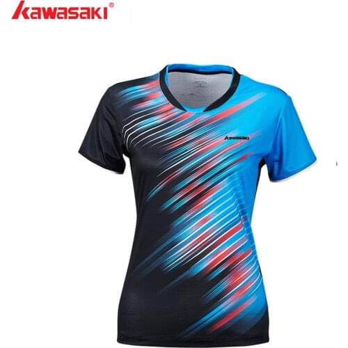 2019 Kawasaki Badminton Sportswear t-Shirts For Women O-Neck Breathable Blue Color Badminton Sport T-shirt ST-S2128