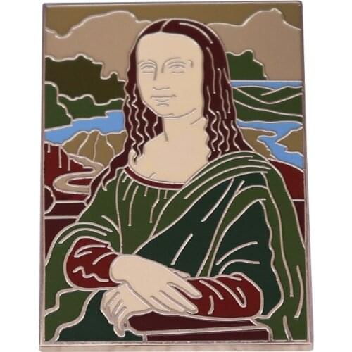 Famous Paintings Series - Mona Lisa Lapel Pin Mysterious Smile Badge Leonardo da Vinci Oil Painting Perfect Gift for Art Lovers