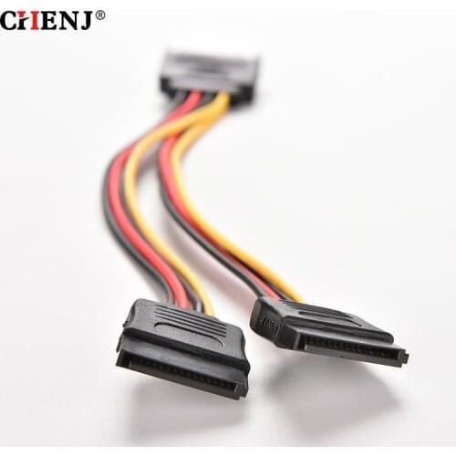 1pc 15Pin SATA Male To 2 Female 15Pin Power HDD Splitter high quality Connector Power Cable