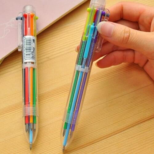 1Pcs creative stationery pen 6 color ballpoint pen color ball point pen