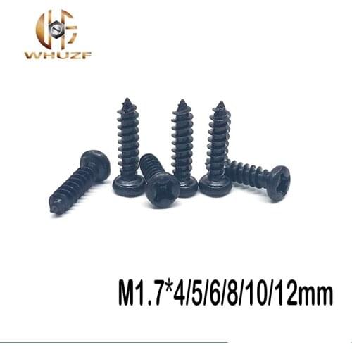1000PC M1.7*4/5/6/8/10/12 GB845 Galvanized black micro electronic screw cross recessed phillip round pan head self tapping screw